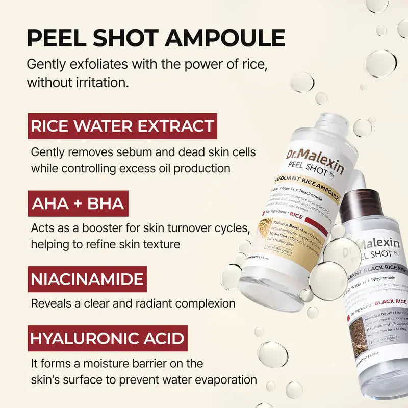 AQA✨✨Last Day 50%OFF:Peel Shot Glow White Rice Peeling Ampoule